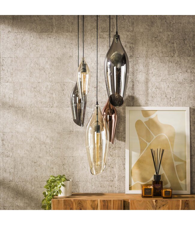 HELDR! Design-Pendelleuchte Garda 5L Vide - Multicolor