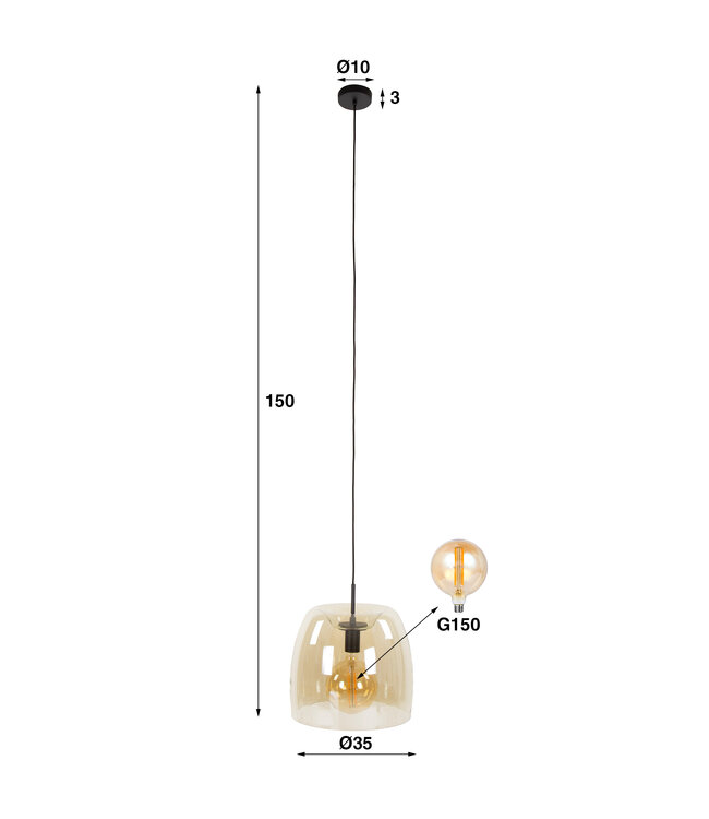 HELDR! Design-Pendelleuchte Gialli 1L - Bernstein
