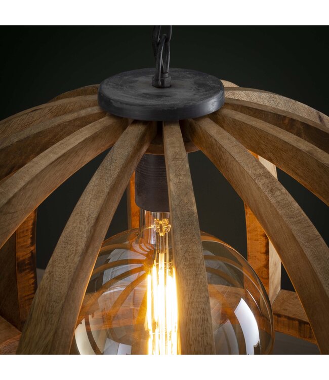 HELDR! Industrielle Pendelleuchte Icaro Ø60 cm - Mangoholz