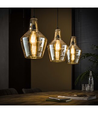 Heldr Pendelleuchte Mirona 3L - Bernstein Glas