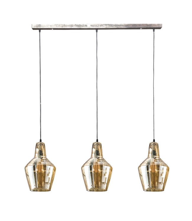 HELDR! Design-Pendelleuchte Mirona 3L - Bernstein Glas