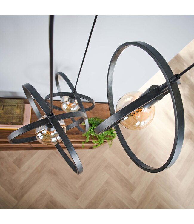 HELDR! Industrielle Pendelleuchte Riola 3L - Charcoal