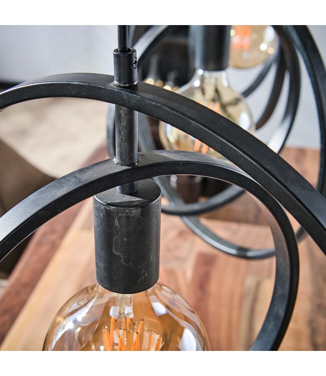 HELDR! Industrielle Pendelleuchte Riola II 3L - Charcoal