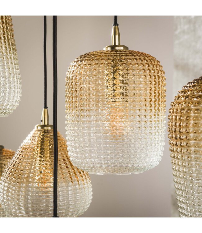 HELDR! Design-Pendelleuchte Tivola 9L - Bernstein/Transparent