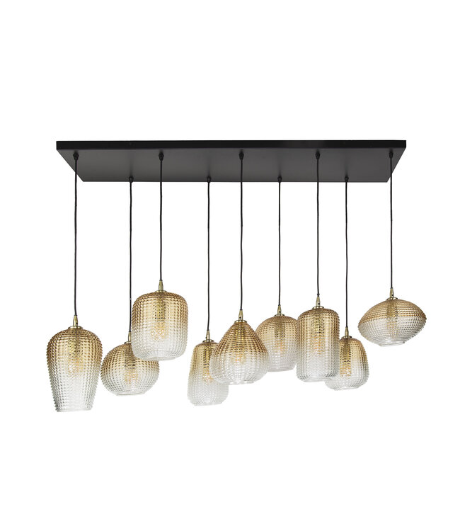 HELDR! Design-Pendelleuchte Tivola 9L - Bernstein/Transparent