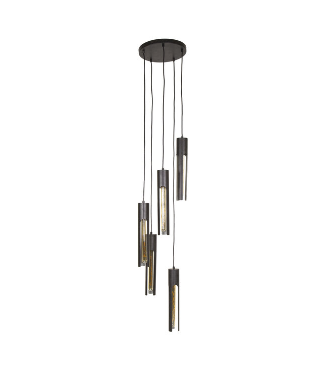 HELDR! Industrielle Pendelleuchte Unico 5L - Schwarz