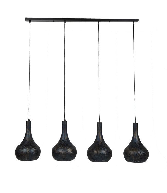 HELDR! Industrielle Pendelleuchte Viano 4L - Schwarz/Braun