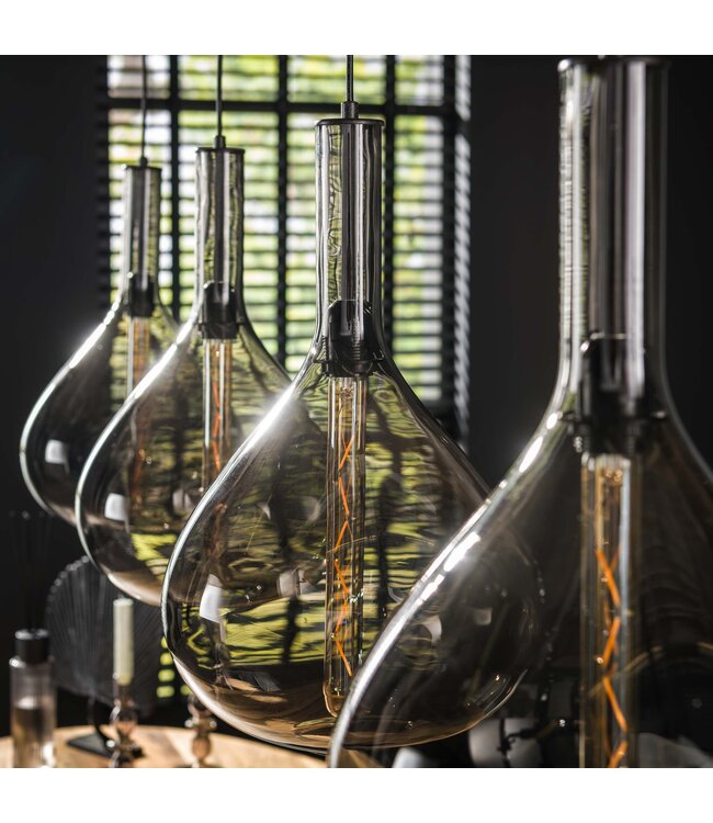 HELDR! Industrielle Pendelleuchte Zivari 4L - Rauchglas