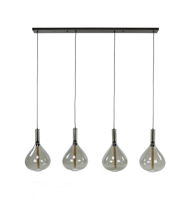 HELDR! Industrielle Pendelleuchte Zivari 4L - Rauchglas