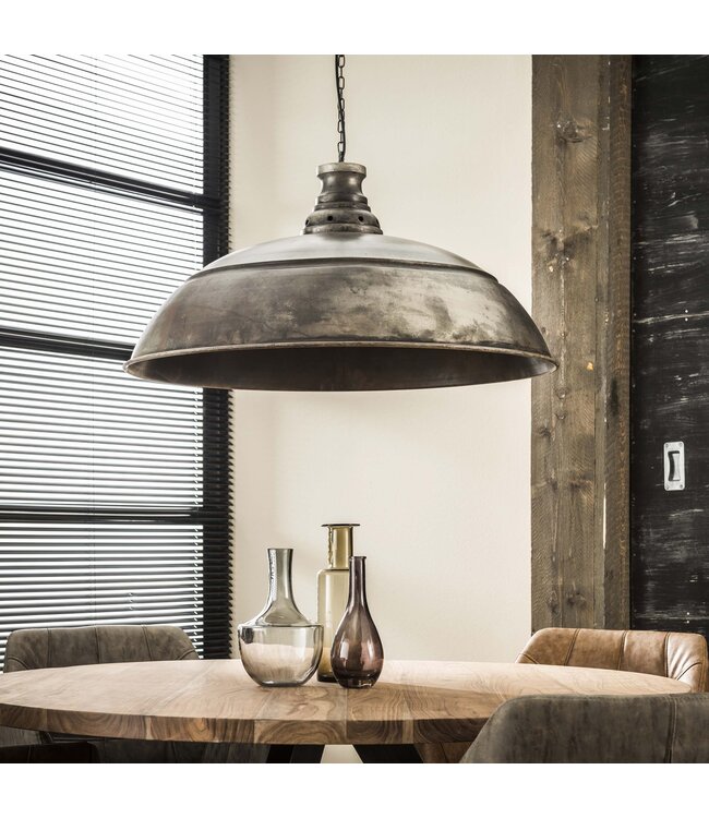HELDR! Industrielle Pendelleuchte Leona Ø80cm - Altsilber