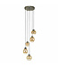 HELDR! Design-Pendelleuchte Nesta 5L - Bernstein Glas