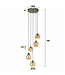 HELDR! Design-Pendelleuchte Nesta 5L - Bernstein Glas