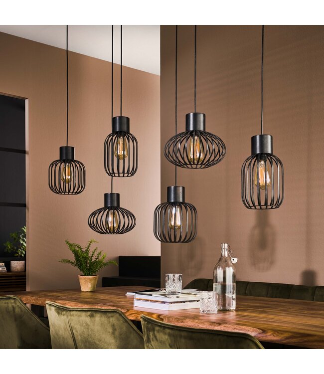 HELDR! Industrielle Pendelleuchte Nuvo 6L - Charcoal