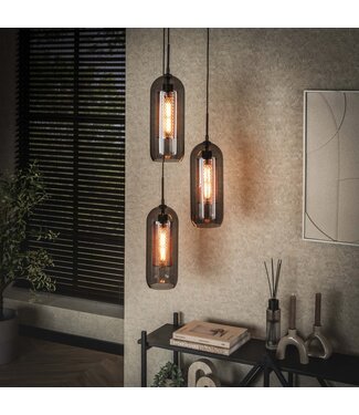 Heldr Pendelleuchte Piero 3L - Rauchglas