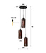 HELDR! Industrielle Pendelleuchte Piero 3L - Rauchglas