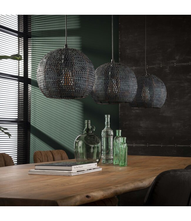 HELDR! Industrielle Pendelleuchte Sari 3L - Schwarz/Braun