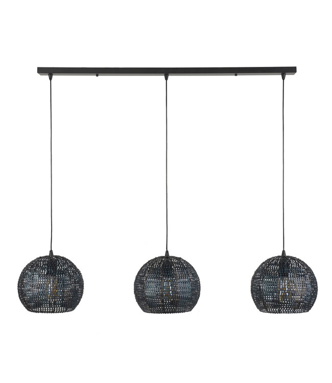 HELDR! Industrielle Pendelleuchte Sari 3L - Schwarz/Braun