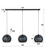 HELDR! Industrielle Pendelleuchte Sari 3L - Schwarz/Braun