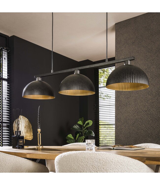 HELDR! Industrielle Pendelleuchte Serra II 3L - Schwarz