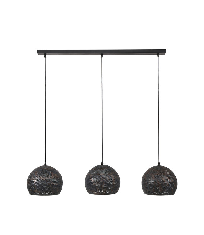 HELDR! Industrielle Pendelleuchte Tioni 3L - Schwarz/Braun