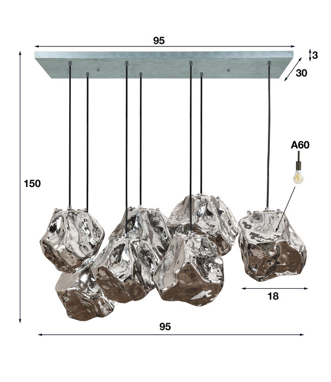 HELDR! Design-Pendelleuchte Cella 7L - Chrom