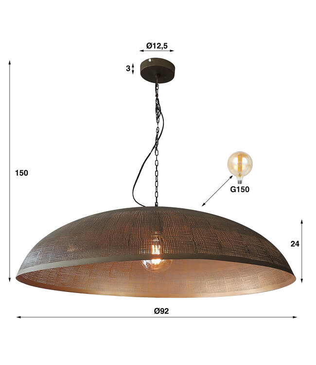 HELDR! Industrielle Pendelleuchte Ciro Ø90cm - Antikbronze