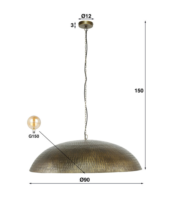 HELDR! Industrielle Pendelleuchte Nola Ø90cm - Antikbronze