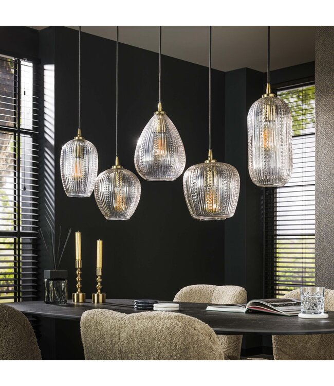 HELDR! Design-Pendelleuchte Nova 5L - Transparent Glas