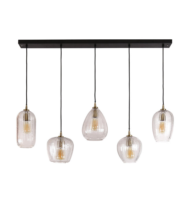 HELDR! Design-Pendelleuchte Nova 5L - Transparent Glas
