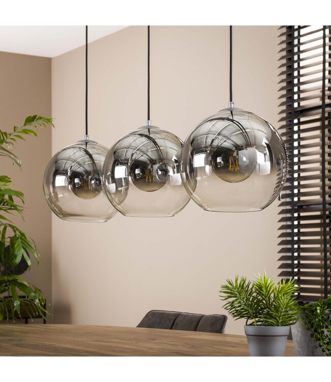 HELDR! Design-Pendelleuchte Sava 3L - Rauchglas/Transparent