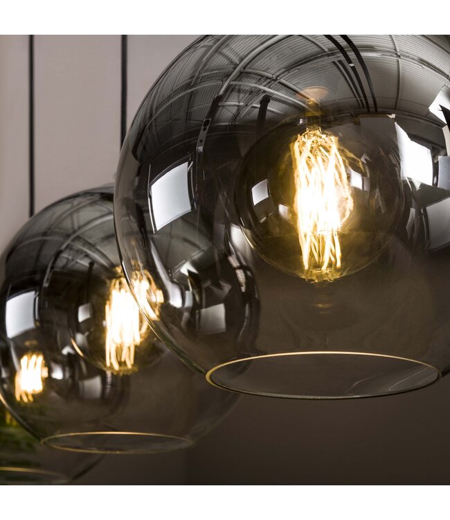 HELDR! Design-Pendelleuchte Sava 3L - Rauchglas/Transparent