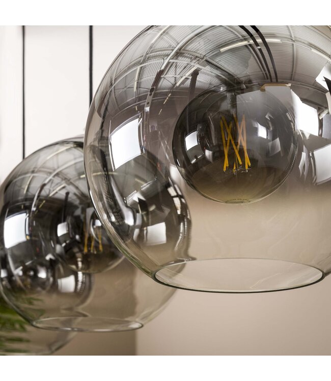 HELDR! Design-Pendelleuchte Sava 3L - Rauchglas/Transparent