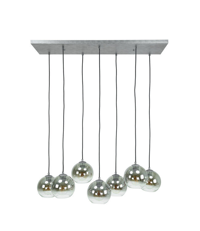 HELDR! Design-Pendelleuchte Sava 7L - Rauchglas/Transparent
