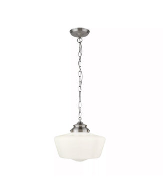 Searchlight Pendelleuchte School House - Satinsilber/Opalglas
