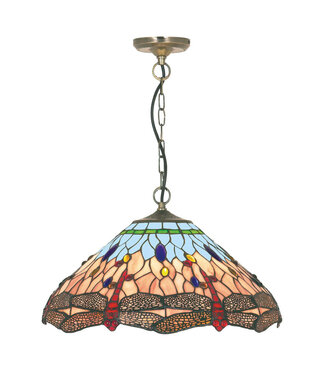 Searchlight Pendelleuchte Dragonfly - Bronze/Buntglas