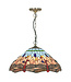 Searchlight Klassische Pendelleuchte Dragonfly - Bronze/Buntglas