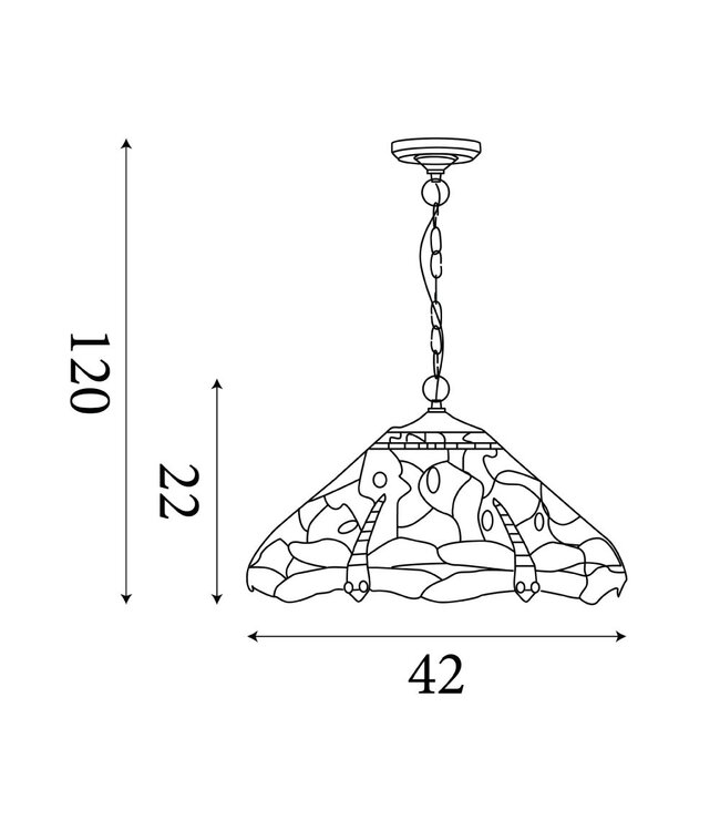 Searchlight Klassische Pendelleuchte Dragonfly - Bronze/Buntglas
