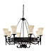 Searchlight Charaktervolle Pendelleuchte Cartwheel 8L - Schwarz/Satiniertes Glas