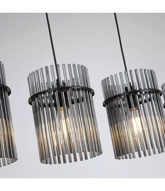 Searchlight Design Pendelleuchte Swizzle 4L - Schwarz/Rauchglas