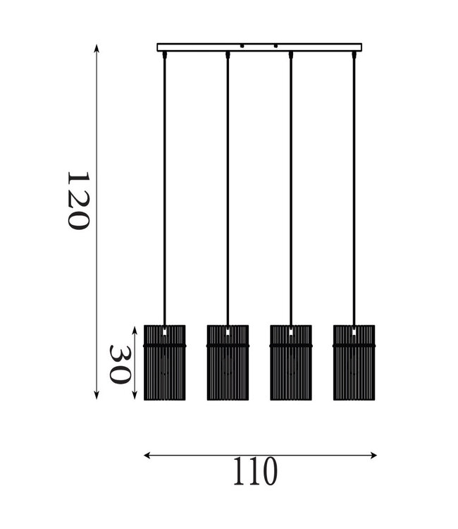 Searchlight Design Pendelleuchte Swizzle 4L - Schwarz/Rauchglas