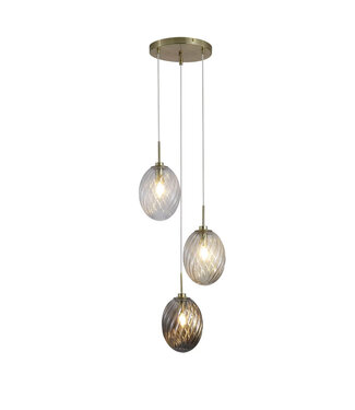 Searchlight Pendelleuchte Whirl 3L Rund - Gold/Multicolor