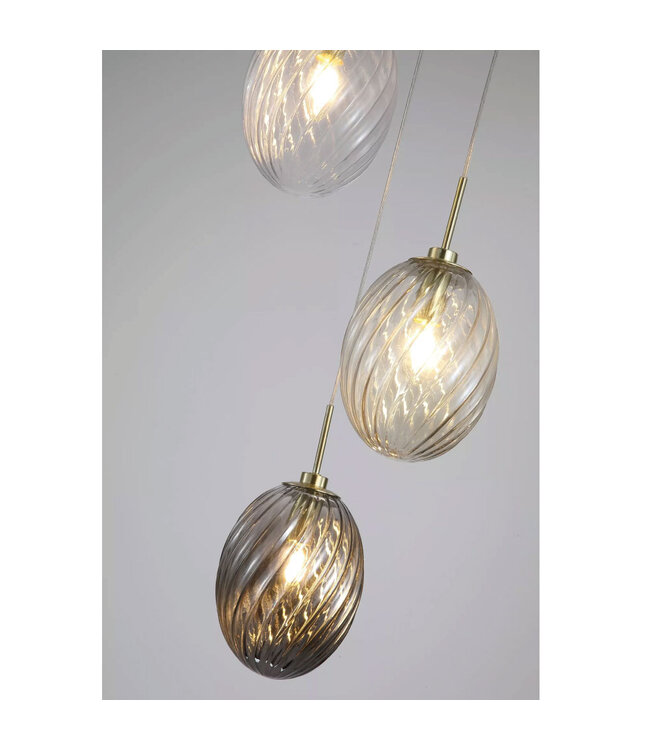 Searchlight Design Pendelleuchte Whirl 3L Rund - Gold/Multicolor
