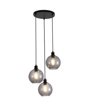 Searchlight Pendelleuchte Radiance 3L Rund - Schwarz/Rauchglas