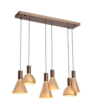 Searchlight Pendelleuchte Cannes 6L - Latte/Bernstein