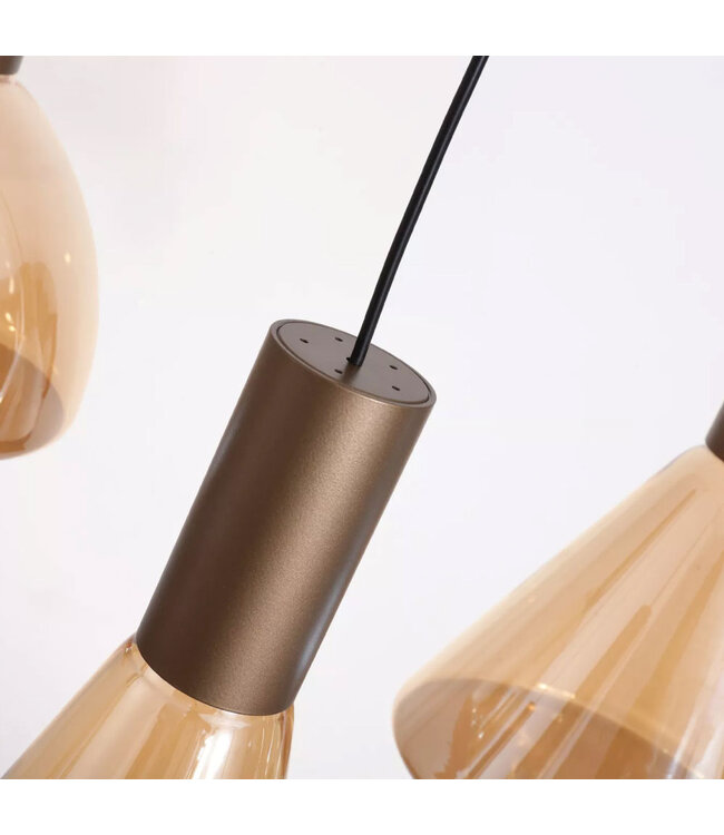 Searchlight Design LED Pendelleuchte Cannes 6L - Latte/Bernstein