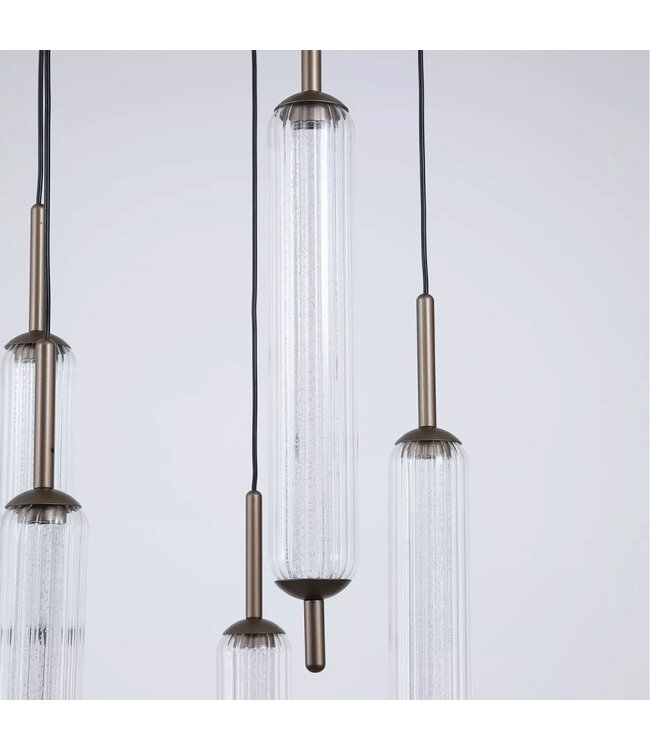 Searchlight Design LED Pendelleuchte Cattail 8L Rund - Latte/Klar