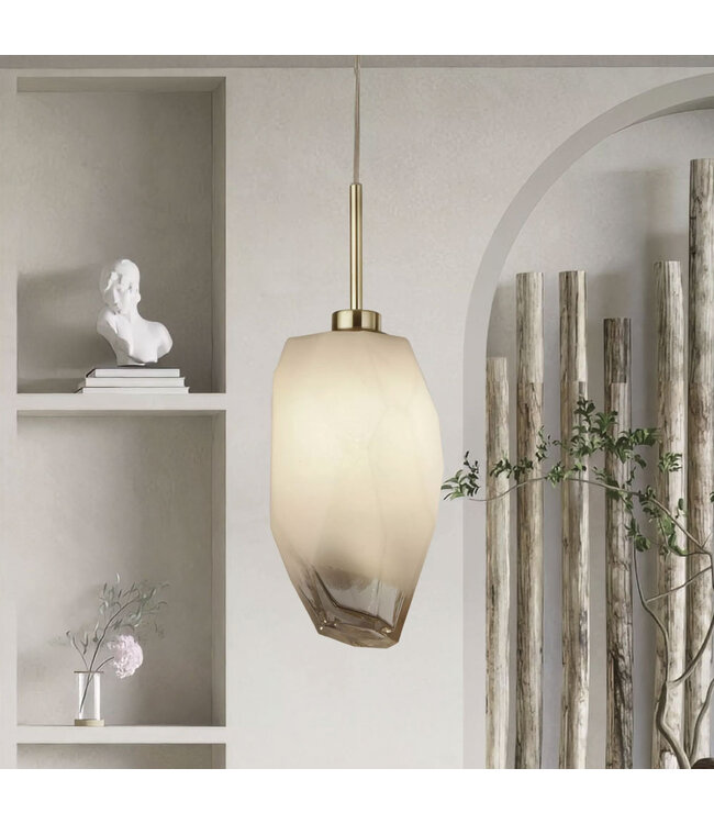 Searchlight Luxuriöse Pendelleuchte Rocky 1L - Gold/Klar