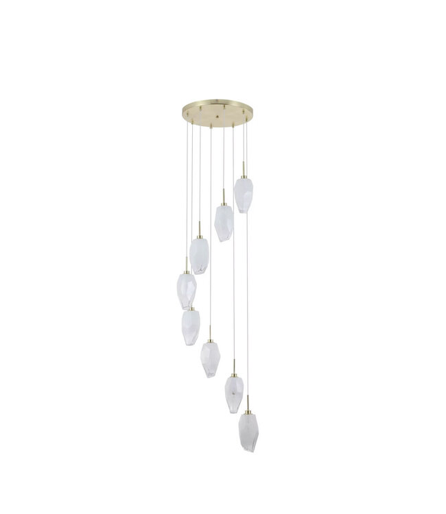 Searchlight Luxuriöse Pendelleuchte Rocky 8L Rund - Gold/Rauchglas