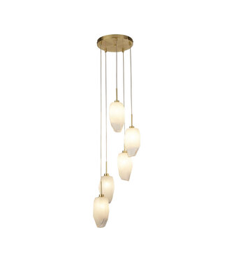 Searchlight Pendelleuchte Rocky 5L Rund - Gold/Rauchglas
