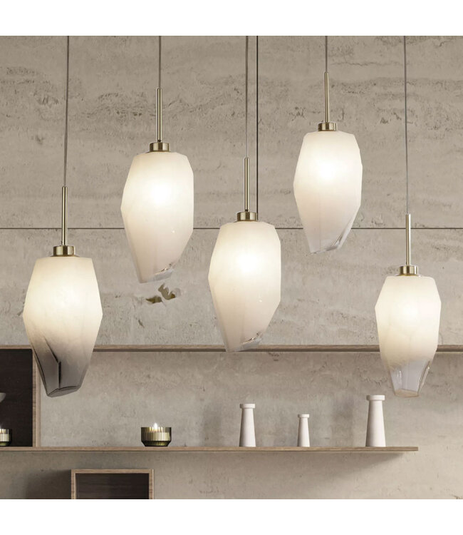 Searchlight Luxuriöse Pendelleuchte Rocky 5L - Gold/Rauchglas